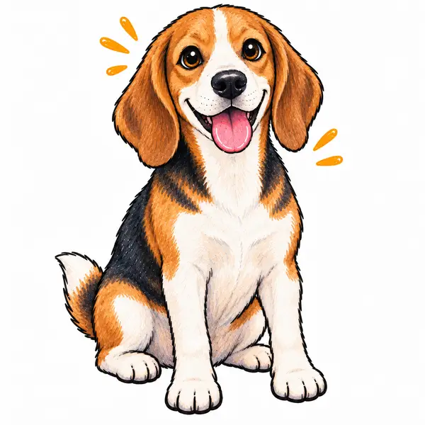 A cartoon Beagle puppy