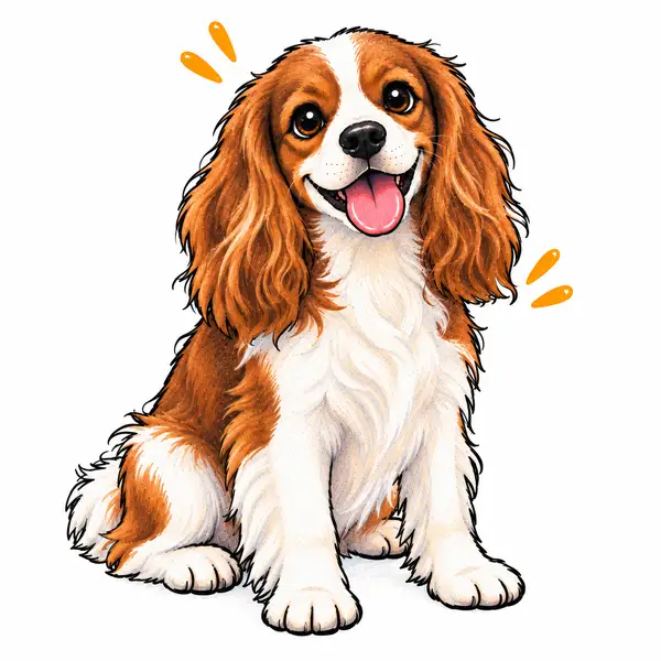 A cartoon Cavalier King Charles Spaniel