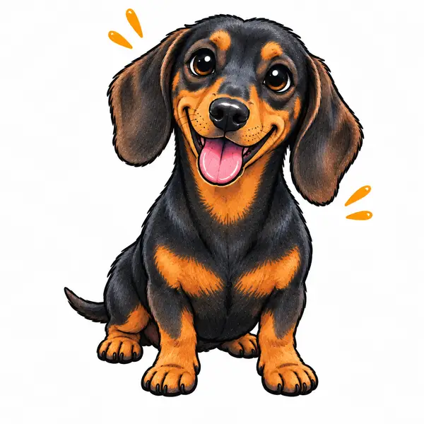 A cartoon Dachshund puppy