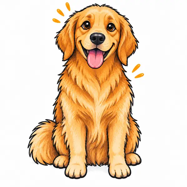 A cartoon Golden Retriever