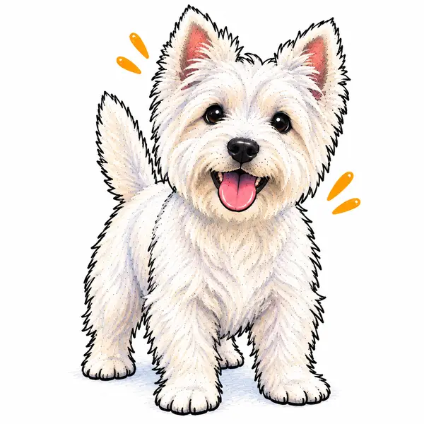 A cartoon West Highland Terrier